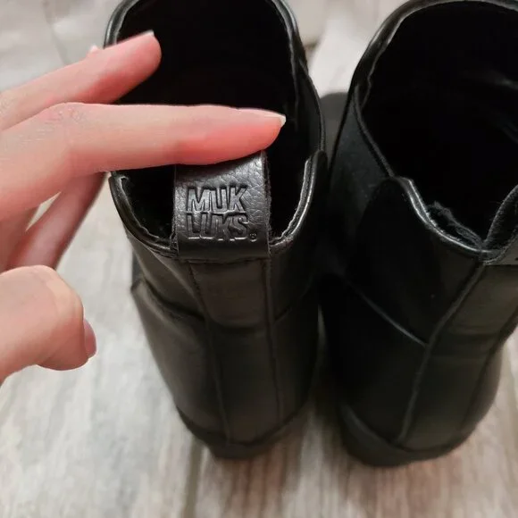 SALE Muk Luks Oxford wedge ankle booties 6.5 black - Picture 6 of 13